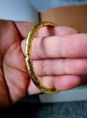 手工黄铜手镯锤纹简约时尚光圈实心纯铜无镀层