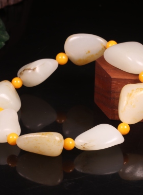 新疆和田玉籽料白玉独籽原石手串