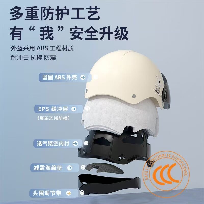C认证电动车头盔男女夏季防晒可爱轻盈