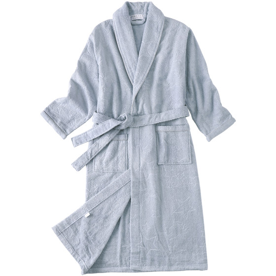 Absorbent and quick-drying cotton terry bathrobe for couples in spring and autumn