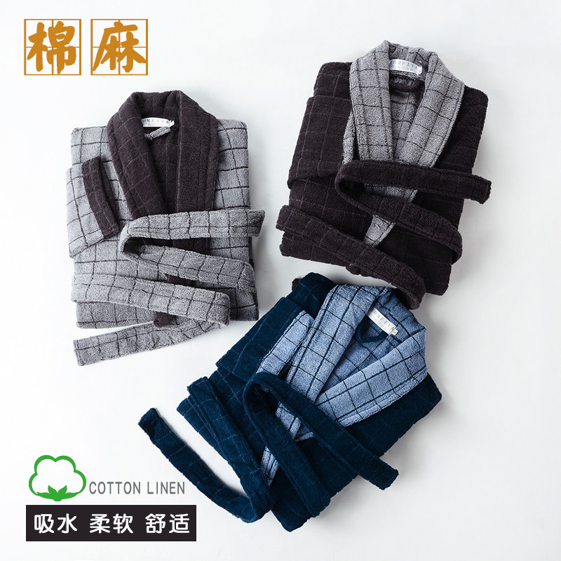 浴袍女棉麻秋冬加厚长袖情侣睡袍胖MM毛巾料男士保暖睡袍酒店浴袍,淘宝优惠券,粉丝福利购,淘宝优惠卷