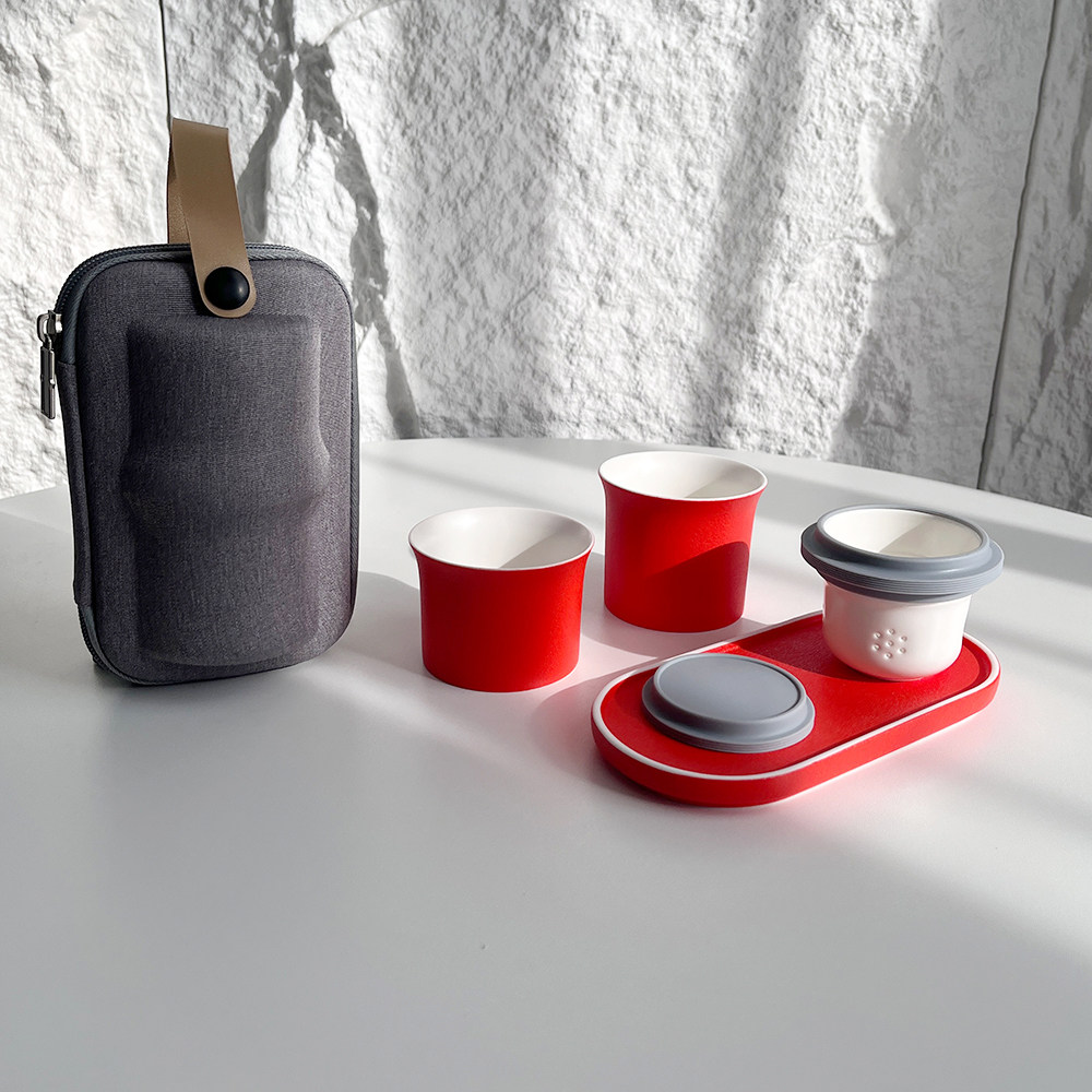 东方器韵！火与土的艺术！高温瓷土红釉茶杯便携办公旅行茶具套装,淘宝优惠券,粉丝福利购,淘宝优惠卷