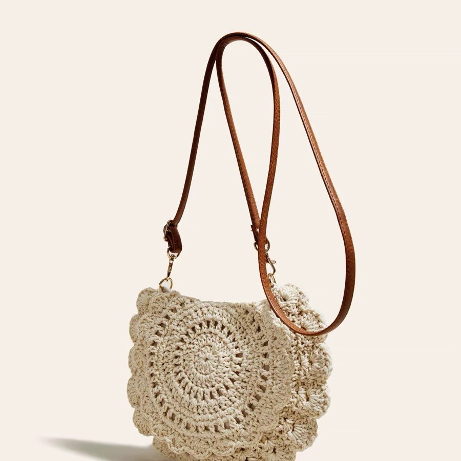 【小花包】日本出口手工钩针编织包新款夏天度假沙滩包单肩斜挎包