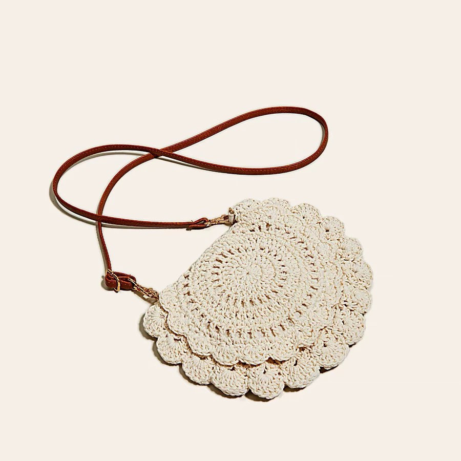 【小花包】日本出口手工钩针编织包新款夏天度假沙滩包单肩斜挎包