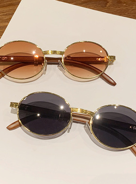 Men/Women Sunglasses UV Sun Glass木纹腿椭圆框墨镜男女款眼镜