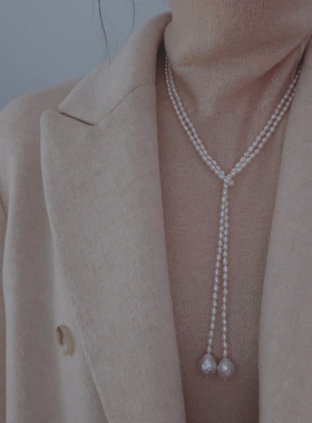 天然强光珍珠巴洛克秋冬毛衣链