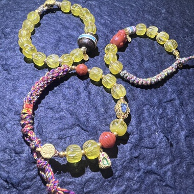 12月设计 百香籽蜜蜡设计三联 手链 凯溪的水晶手串 南红