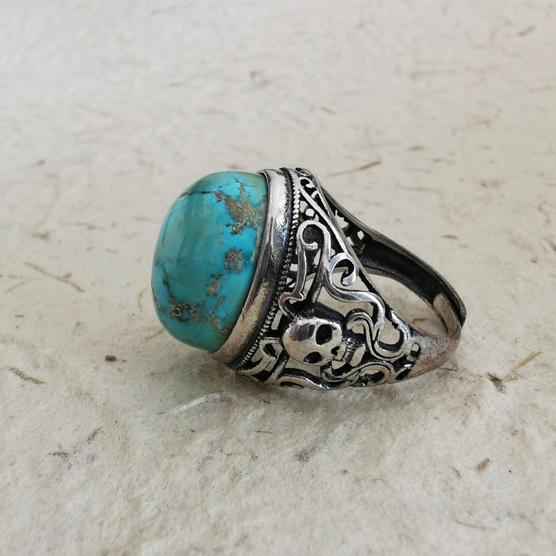 Turquoise Silver Ring 天然绿松石银戒指 凯溪独家定制 一物一拍 - 图2