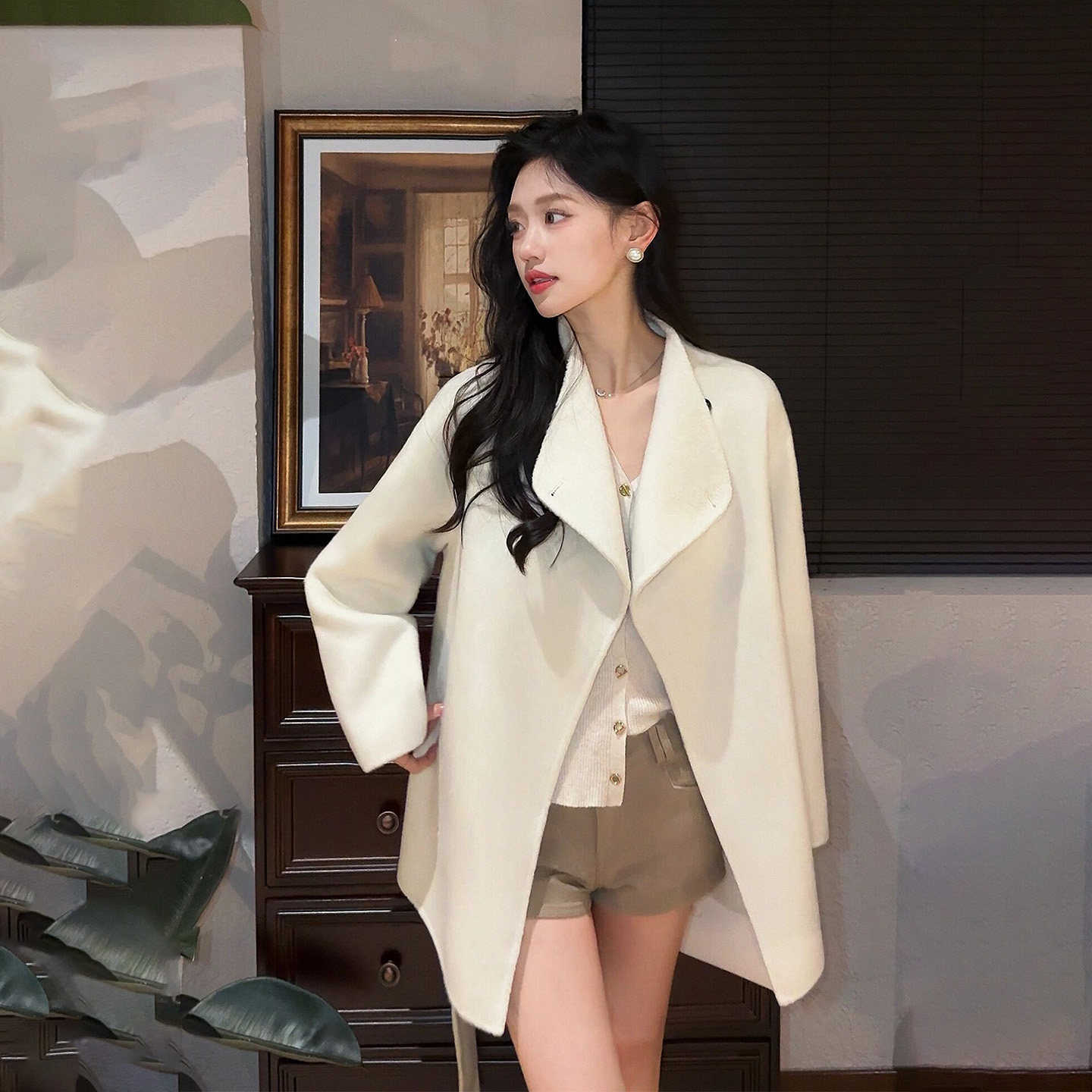 100%羊毛韩系双面呢大衣女超好看小个子高级感收腰气质羊毛呢外套,淘宝优惠券,粉丝福利购,淘宝优惠卷