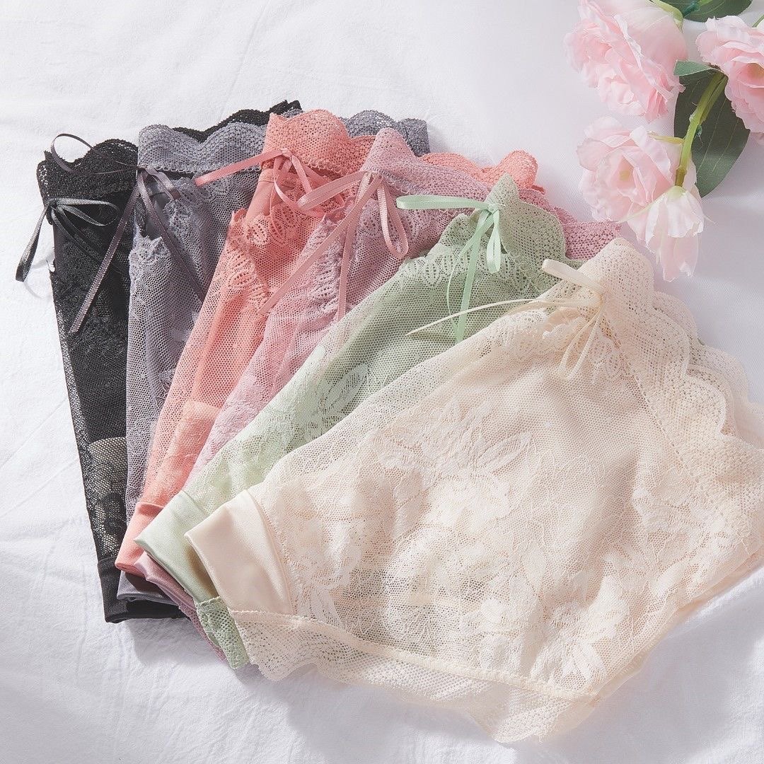 纯欲丝绸缎面蕾丝边中腰内裤女士蚕丝内裆性感柔软透气三角裤秋冬,淘宝优惠券,粉丝福利购,淘宝优惠卷