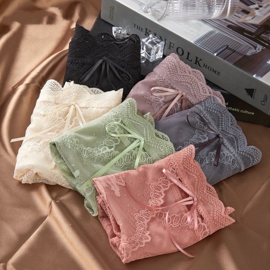 纯欲丝绸缎面蕾丝边中腰内裤女士蚕丝内裆性感柔软透气三角裤秋冬,淘宝优惠券,粉丝福利购,淘宝优惠卷