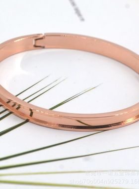 简约小众不锈钢贴皮手镯凹槽手工布艺五金手环DIY手镯胚男女厂家