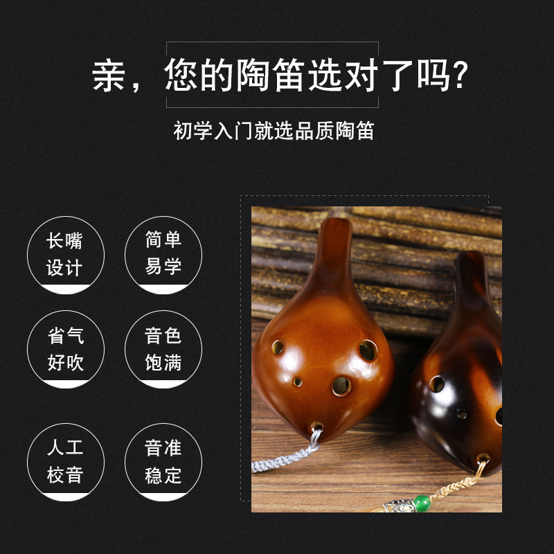 贝多芬乐器专営店陶笛6孔初学入门专业陶埙六孔AC熏烧吹奏乐器C调中音儿童学生演奏2
