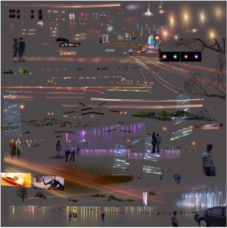 夜景灯光免抠射灯特效舞台光影城市亮化工程psd效果图后期ps素材 - 图2