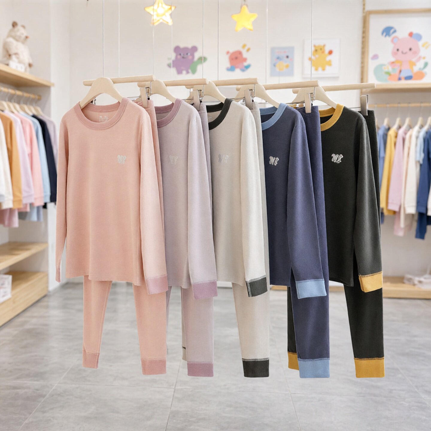 Girls' Autumn and Winter Contrast Color Warm Autumn Clothes and Autumn Pants Set