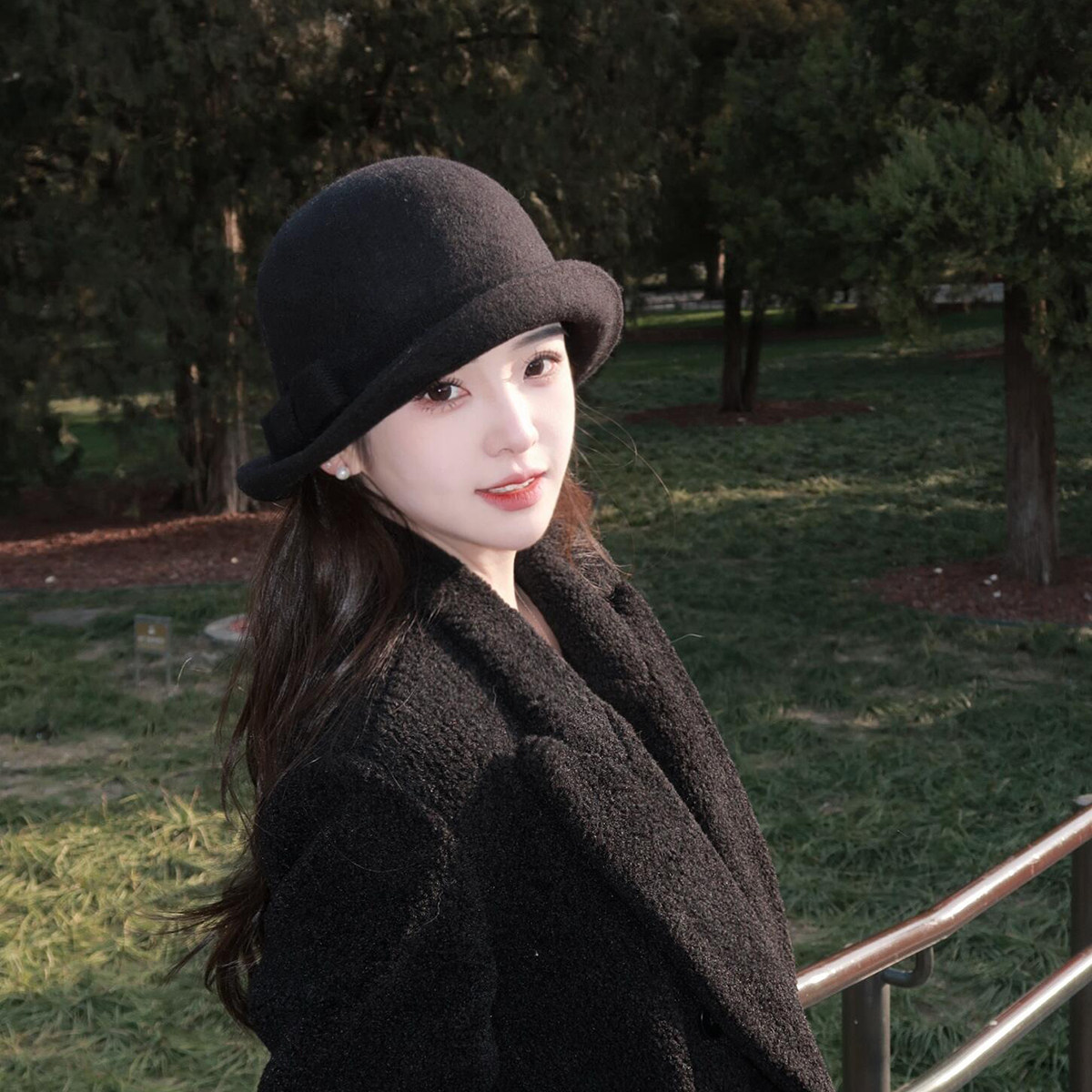 韩国出口羊毛礼帽女秋冬显脸小百搭气质千金盆帽法式复古渔夫帽子