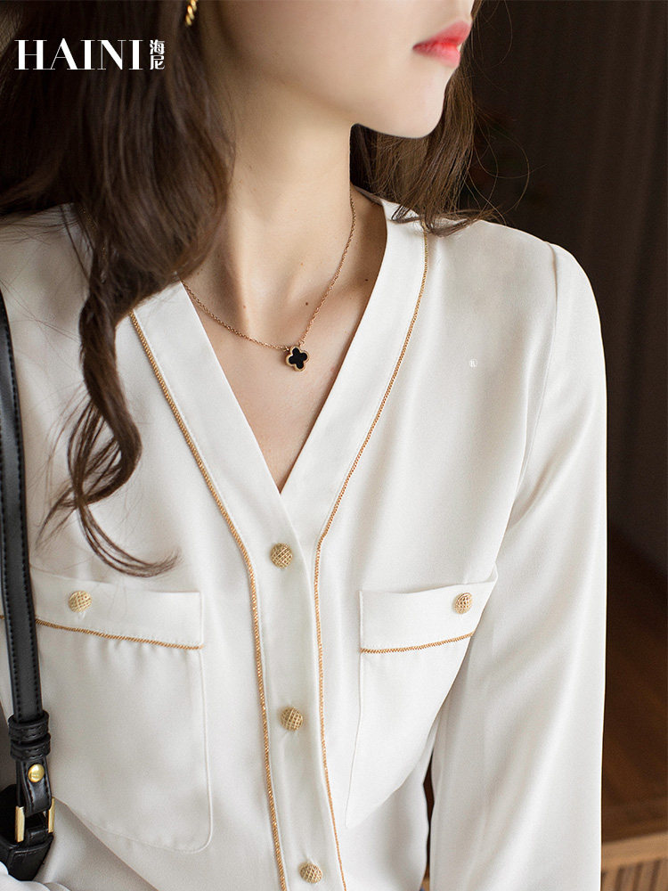 海尼2020秋季新款雪纺设计感衬衫 海尼衬衫