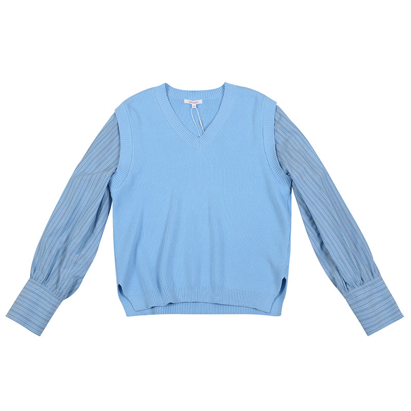 21春夏新品修身显高显瘦v领针织衫 emodues女装毛针织衫