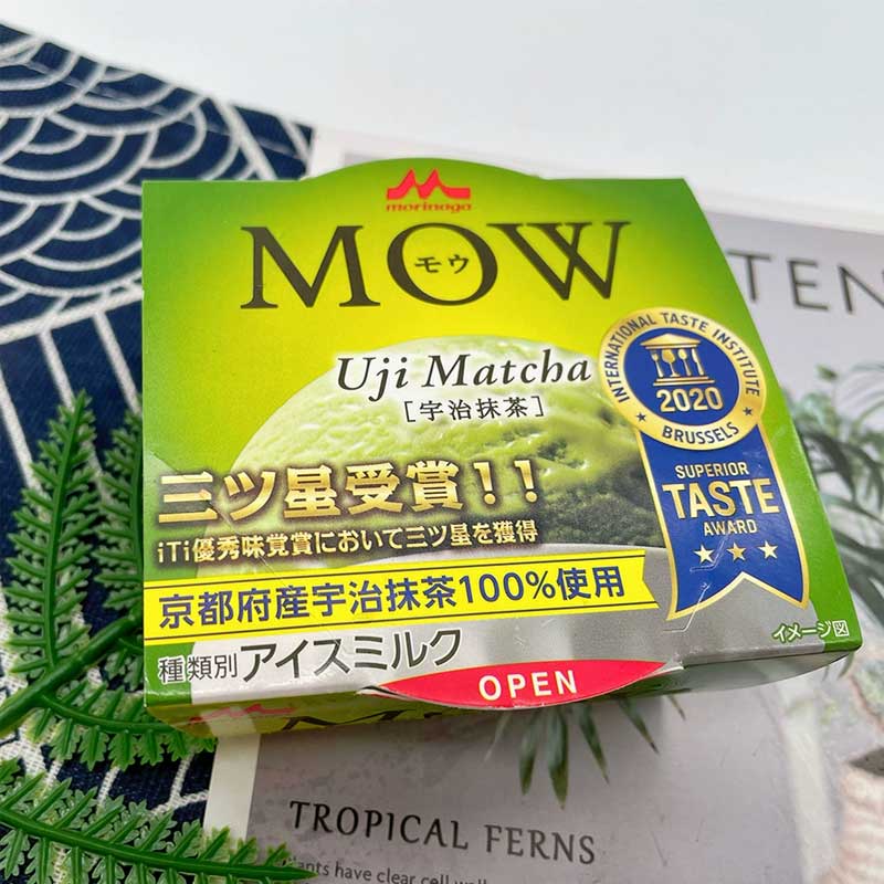 日本森永MOW摩尔杯冰淇淋罗森同款宇治抹茶香草冰激凌雪糕105g/盒 - 图1