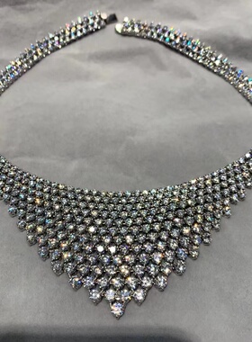 时尚锆石项链短款925纯银精镶高档晚会party 40CM