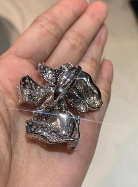 蝴蝶戒指双层可调节戒圈925纯银镶锆石高档气质名媛