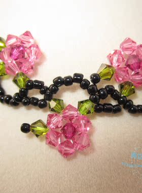 水晶水晶手工串制花朵玫瑰项链