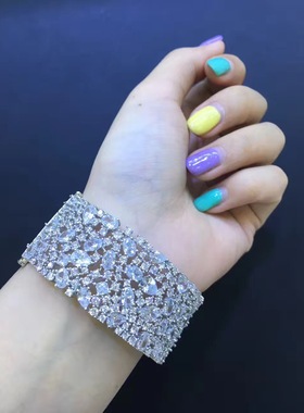 纯银锆石晚宴时尚风手镯