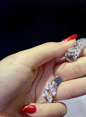 新娘婚礼晚会纯银镶锆石红色项圈