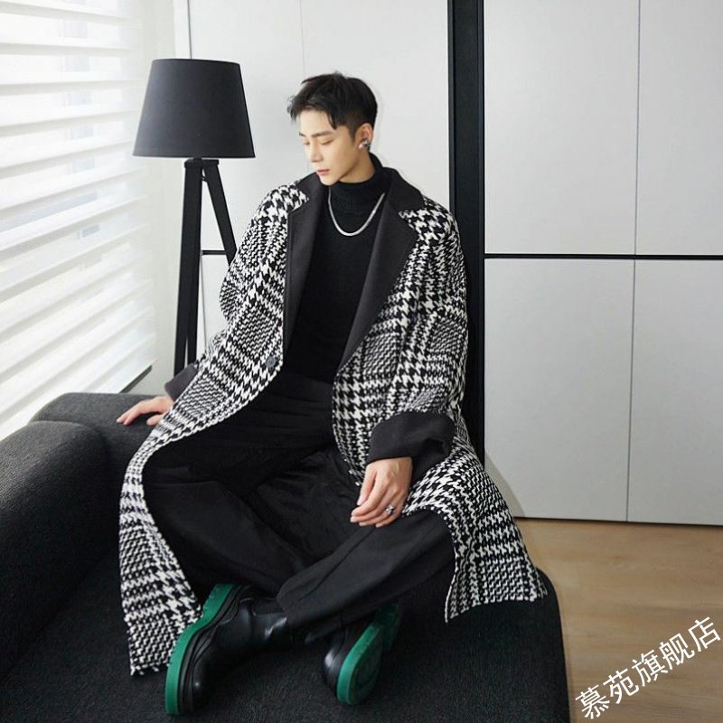 冬装韩版男士中长款宽松毛呢大衣 慕苑毛呢大衣