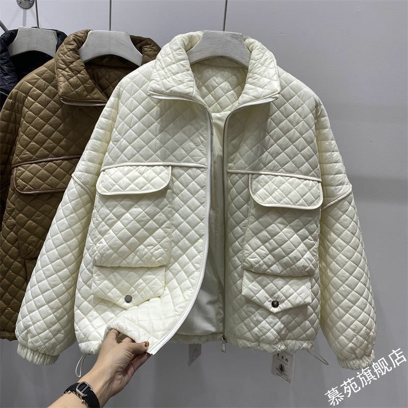 2021秋冬新款菱格立领设计感棉服 慕苑棉衣/棉服