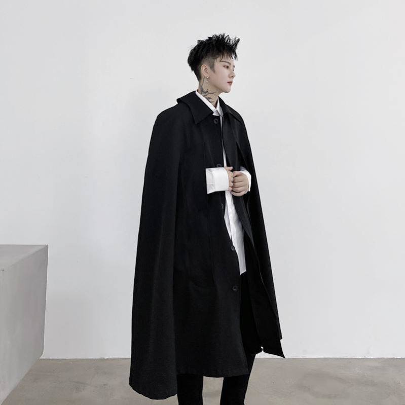 秋装山本风暗黑系宽松无袖男士斗篷 慕苑风衣