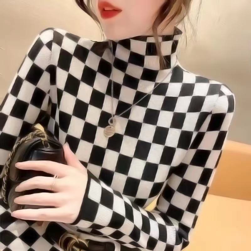 一体加绒半高领秋冬洋气新款打底衫 慕苑T恤