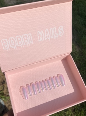 BOBBINAILS欧美月光魔镜粉夏日蜜桃高级简约可拆卸穿戴甲