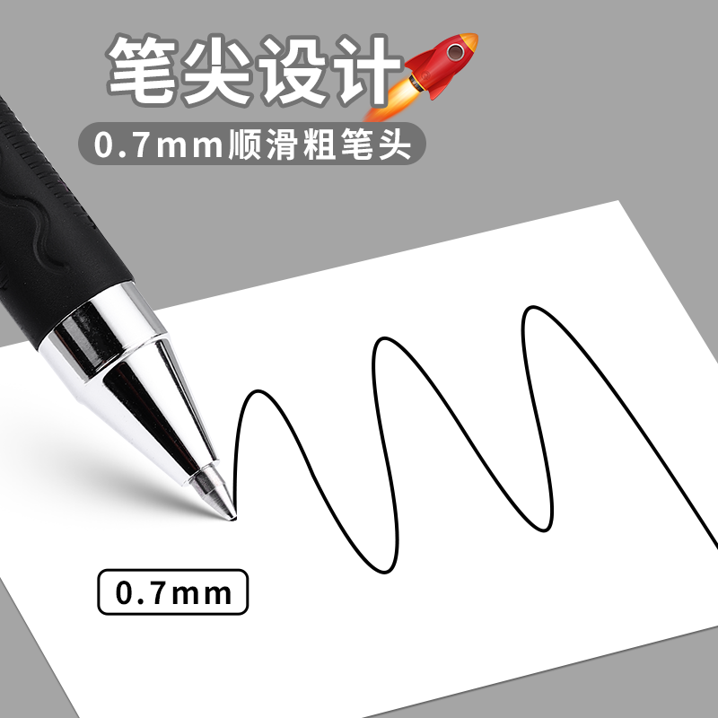 晨光GP-1111中性笔0.7mm水笔拔帽子弹头签名笔练字硬笔商务办公用签字笔碳素黑笔红蓝色书法专用加粗粗杆文具-图1