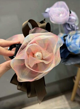 韩国设计师款网纱花朵抓夹