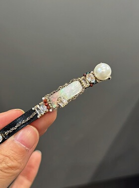 轻奢小众手工镶钻珍珠贝母发夹