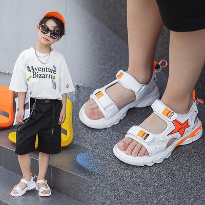 女童凉鞋2021时尚夏季儿童露趾软底男童沙滩鞋小女孩防滑公主鞋潮
