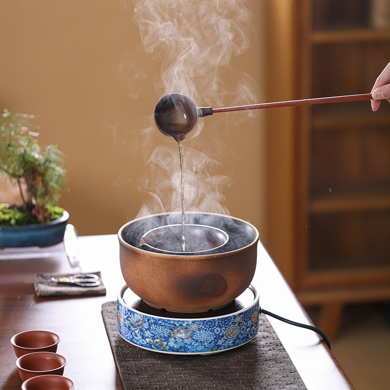 围炉煮茶古法粗陶煮茶炉煮茶壶茶碗套装电陶炉煮茶罐带长柄勺礼品,淘宝优惠券,粉丝福利购,淘宝优惠卷