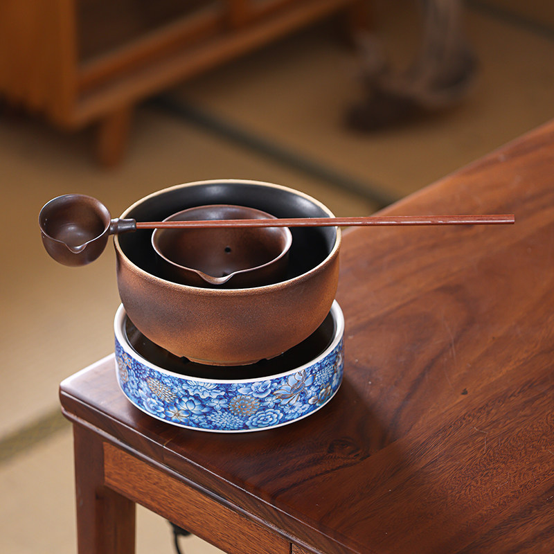 围炉煮茶古法粗陶煮茶炉煮茶壶茶碗套装电陶炉煮茶罐带长柄勺礼品,淘宝优惠券,粉丝福利购,淘宝优惠卷