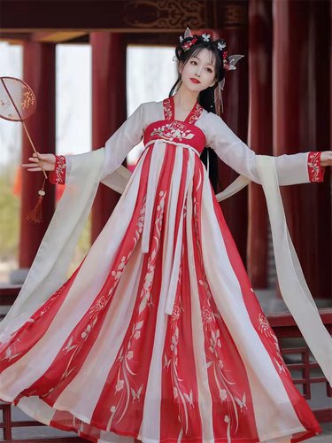 韵梦棋【梦缘】唐制汉服女中国风刺绣齐胸襦裙改良日常古装连衣裙 - 图2