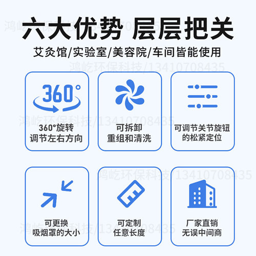 艾灸排烟系统吸烟管排烟器移动式家用设备实验室万向抽气罩排烟管 - 图2