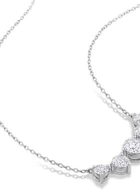 Amour 2 1 CT DEW Created Moissanite心项链In纯银