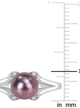 Amour戒指/指环Sterling Silver白色7 75mm黑色Freshwater