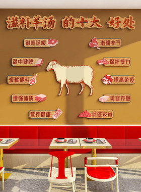 羊肉汤馆墙面装饰羊肉烩面餐饮饭店墙壁创意贴画小吃广告海报布置