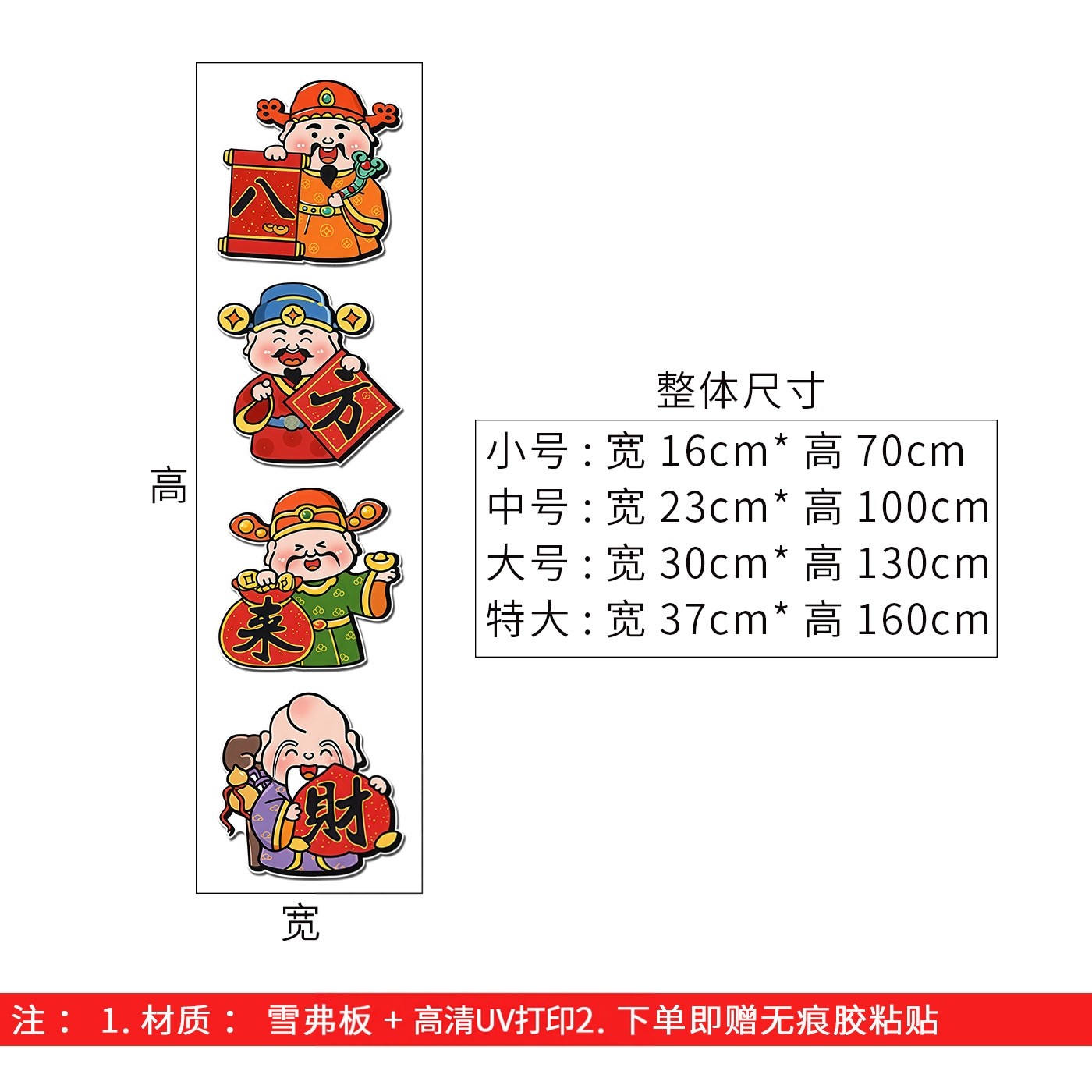 八方来财神爷墙贴新年装饰画客厅沙发电视福禄寿餐饮饭店立体布置,淘宝优惠券,粉丝福利购,淘宝优惠卷