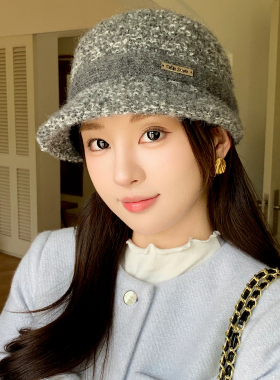 秋冬韩版毛绒宽檐显脸小渔夫帽