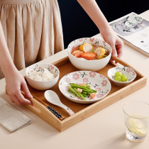 Nordic high face value One food combination Domestic relief bowl tray minimalist around bowl Chopstick Dish Bowl Day Cutlery Sets