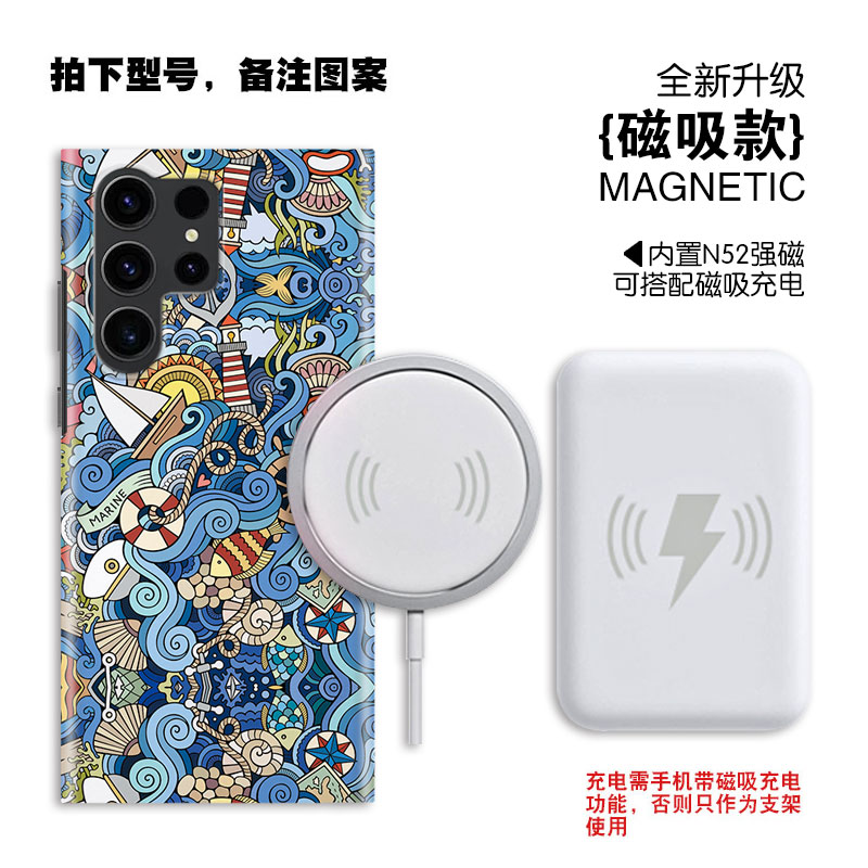 magsafe磁吸乘风破浪适用三星S24U手机壳新款S23+磨砂全包防摔s22超薄硅胶硬壳21潮牌20个性Note10男女保护套 - 图0