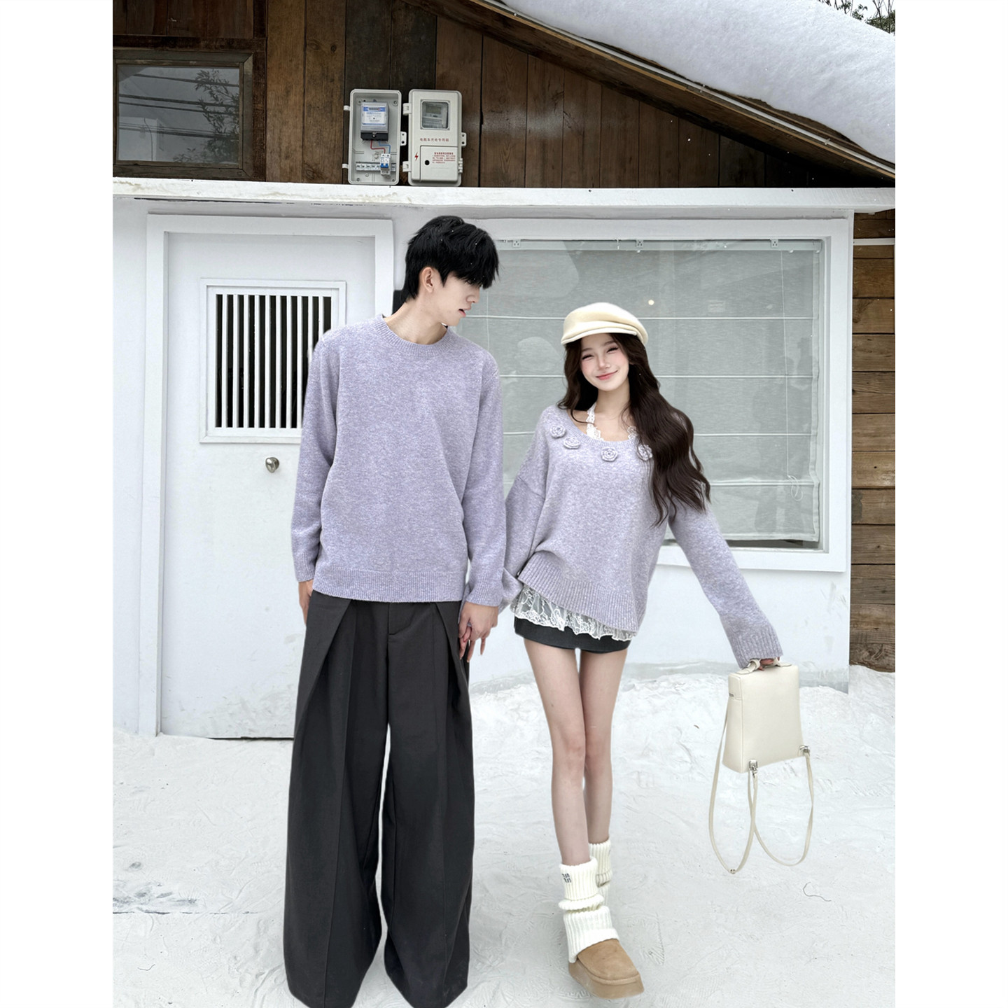 情侣装秋冬2025新款ins超火毛衣男女韩版宽松法式针织衫外套潮牌 - 图1