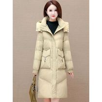 Foreign Air Fashion Mid-Length down jacket woman 2023 Winter new Korean version Temperament Lady White Duck Suede Coat Tide